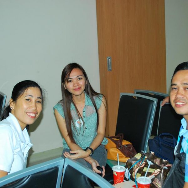 Mr. Rene Macalalad, R (Leukemia Patient) with Ms. Michi Luces, M (Sister of Leukemia Patient Paolo Luces); and Ms. Anna Orani, L (EPCALM Administrative Assistant)