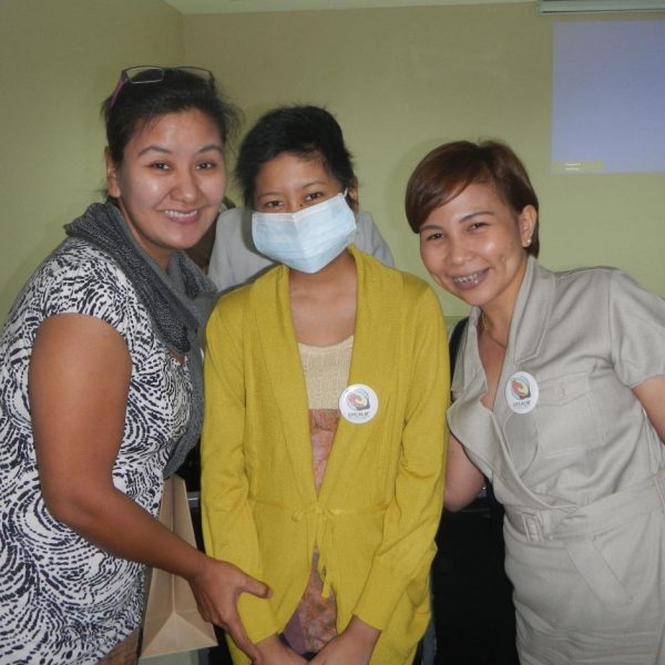 Dr. Sarah Moral, R (Leukemia Patient) with Ms. Rovil Villas, M (Leukemia Patient); and Ms. Mercy Villas (Mother of Rovil)